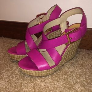 Michael Kors hot pink wedges